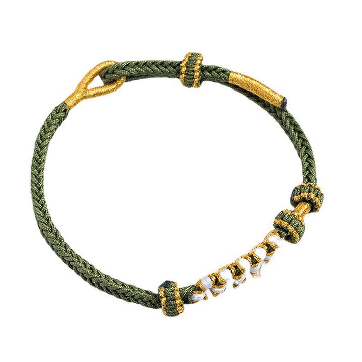 Dame håndvævet persikablomst armbånd, justerbart, flerfarvet knudemønster, højkvalitets materialer, etnisk stil