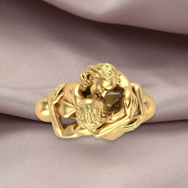 Dame Guld & Sølv Art Deco Ring - Håndlavet, galvaniseret, elegant design