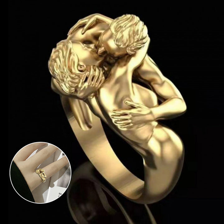 Dame Guld & Sølv Art Deco Ring - Håndlavet, galvaniseret, elegant design