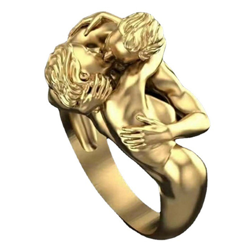 Dame Guld & Sølv Art Deco Ring - Håndlavet, galvaniseret, elegant design