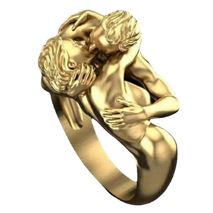 Dame Guld & Sølv Art Deco Ring - Håndlavet, galvaniseret, elegant design
