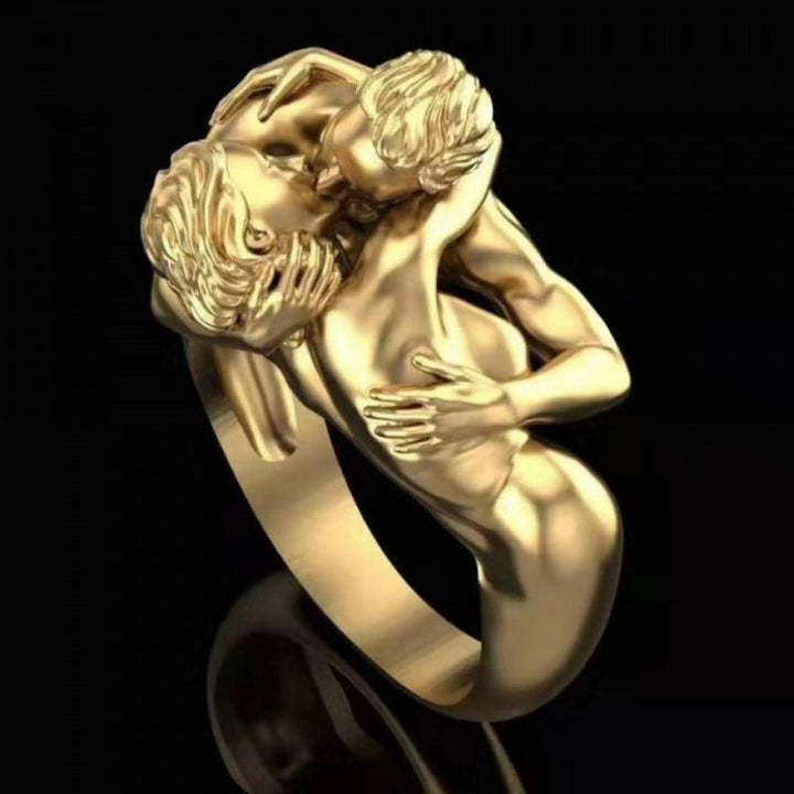 Dame Guld & Sølv Art Deco Ring - Håndlavet, galvaniseret, elegant design
