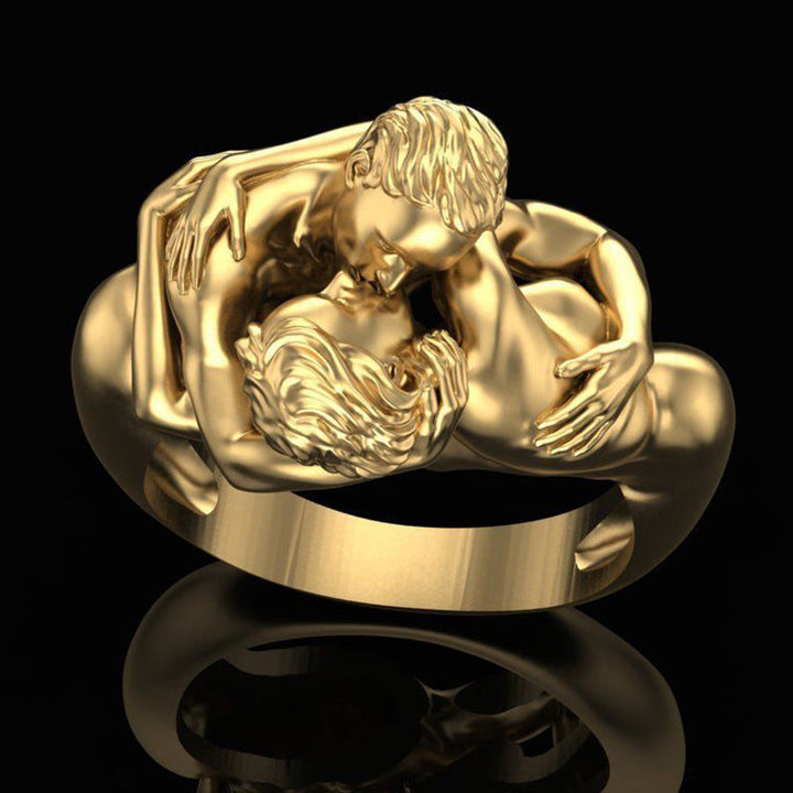 Dame Guld & Sølv Art Deco Ring - Håndlavet, galvaniseret, elegant design