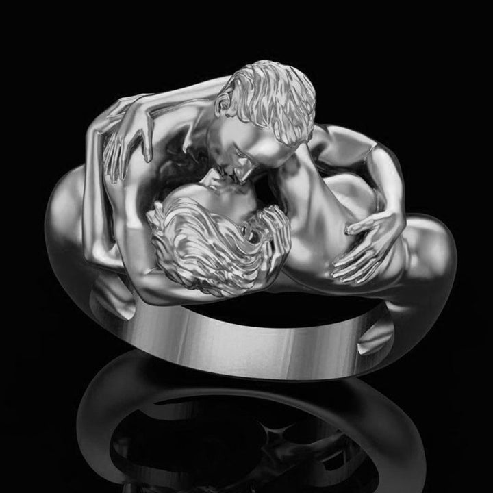 Dame Guld & Sølv Art Deco Ring - Håndlavet, galvaniseret, elegant design