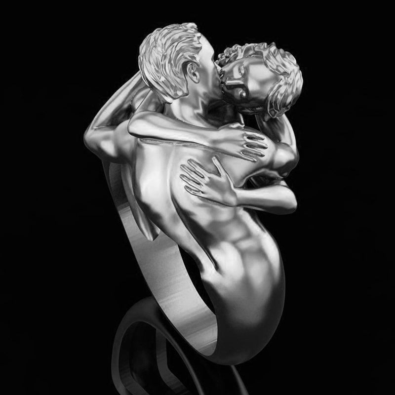 Dame Guld & Sølv Art Deco Ring - Håndlavet, galvaniseret, elegant design
