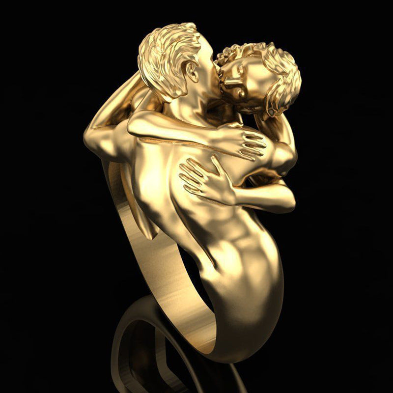 Dame Guld & Sølv Art Deco Ring - Håndlavet, galvaniseret, elegant design