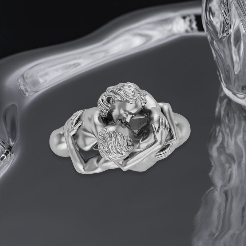 Dame Guld & Sølv Art Deco Ring - Håndlavet, galvaniseret, elegant design