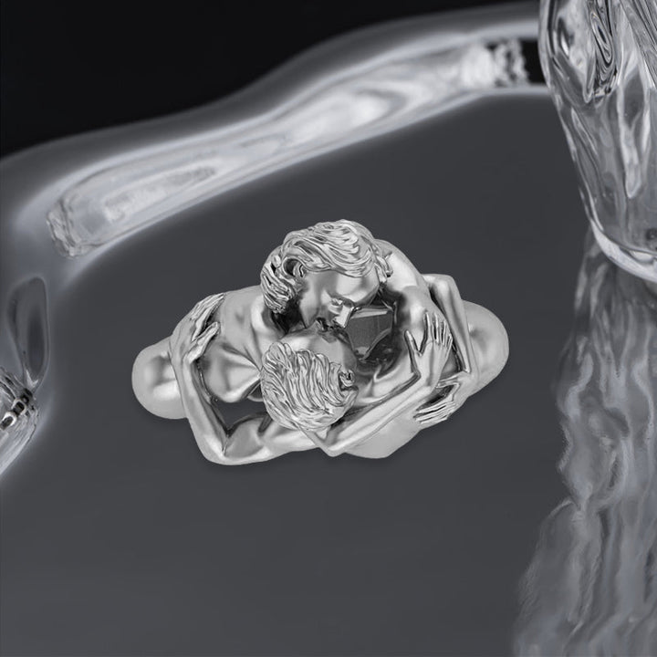 Dame Guld & Sølv Art Deco Ring - Håndlavet, galvaniseret, elegant design