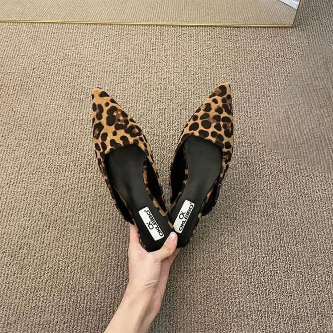 Naisten leopardikuosiset teräväkärkiset mulesit, elegantti muotoilu ja villi tyyli, mukavat ja tyylikkäät slip-on kengät.