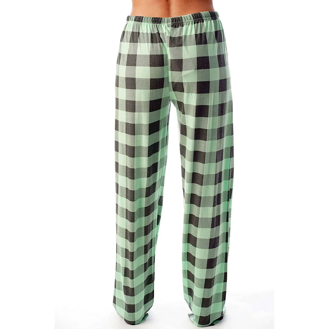 Dame vidt benede ternede pyjamasbukser, klassisk ternet mønster, blødt materiale, komfort og stil til vinteraftener.