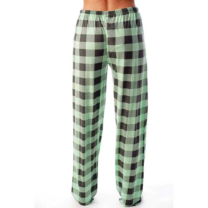 Dame vidt benede ternede pyjamasbukser, klassisk ternet mønster, blødt materiale, komfort og stil til vinteraftener.