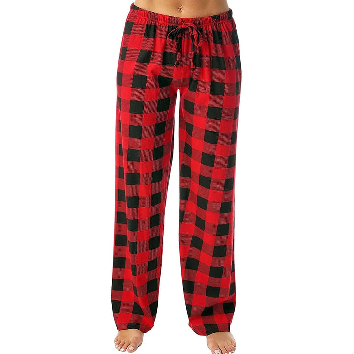 Dame vidt benede ternede pyjamasbukser, klassisk ternet mønster, blødt materiale, komfort og stil til vinteraftener.