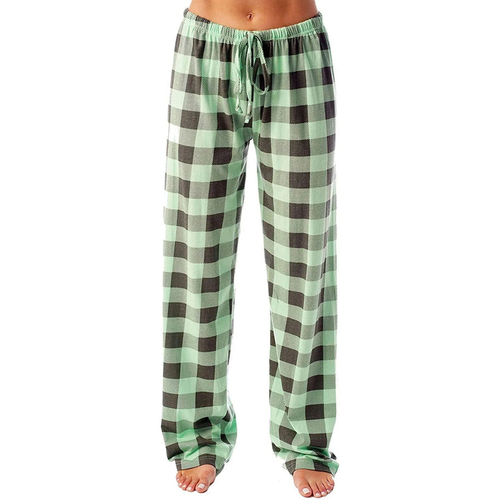 Dame vidt benede ternede pyjamasbukser, klassisk ternet mønster, blødt materiale, komfort og stil til vinteraftener.