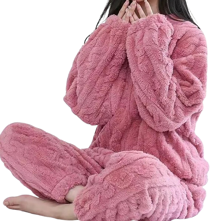 Dame Varm Fleece Pyjamasæt - Komfortabel og stilfuld til hjemmebrug.