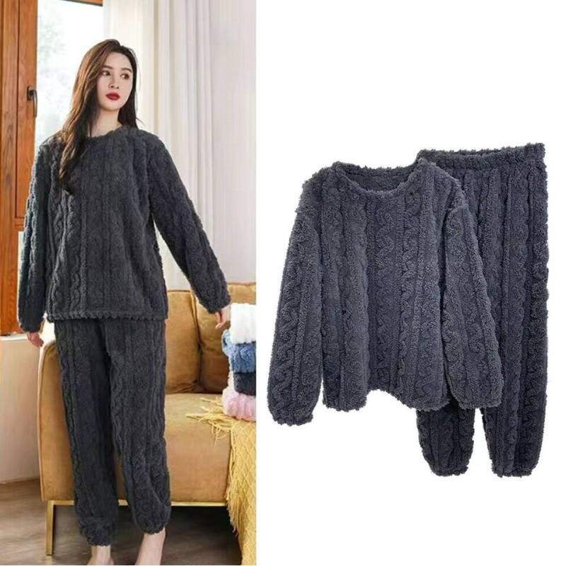 Dame Varm Fleece Pyjamasæt - Komfortabel og stilfuld til hjemmebrug.
