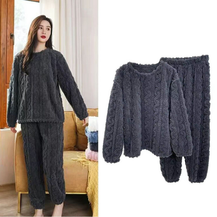 Dame Varm Fleece Pyjamasæt - Komfortabel og stilfuld til hjemmebrug.