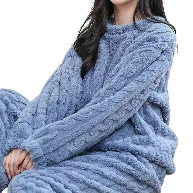 Dame Varm Fleece Pyjamasæt - Komfortabel og stilfuld til hjemmebrug.