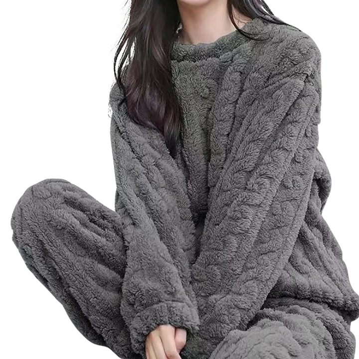 Dame Varm Fleece Pyjamasæt - Komfortabel og stilfuld til hjemmebrug.