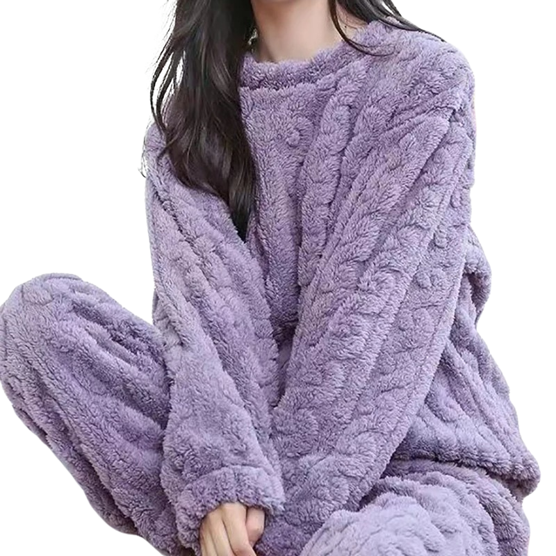 Dame Varm Fleece Pyjamasæt - Komfortabel og stilfuld til hjemmebrug.