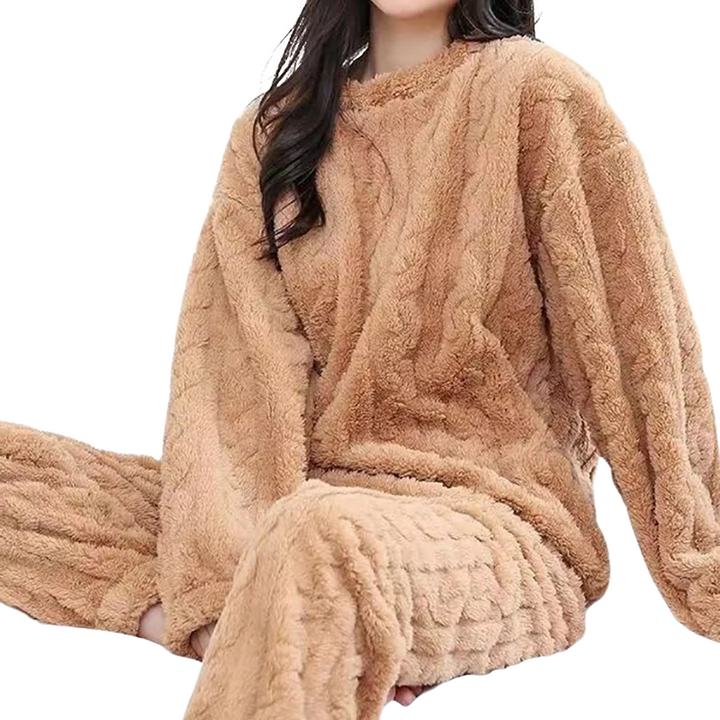 Dame Varm Fleece Pyjamasæt - Komfortabel og stilfuld til hjemmebrug.
