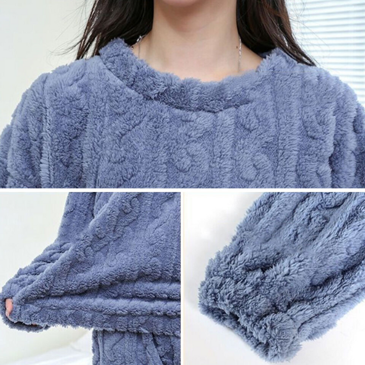 Dame Varm Fleece Pyjamasæt - Komfortabel og stilfuld til hjemmebrug.
