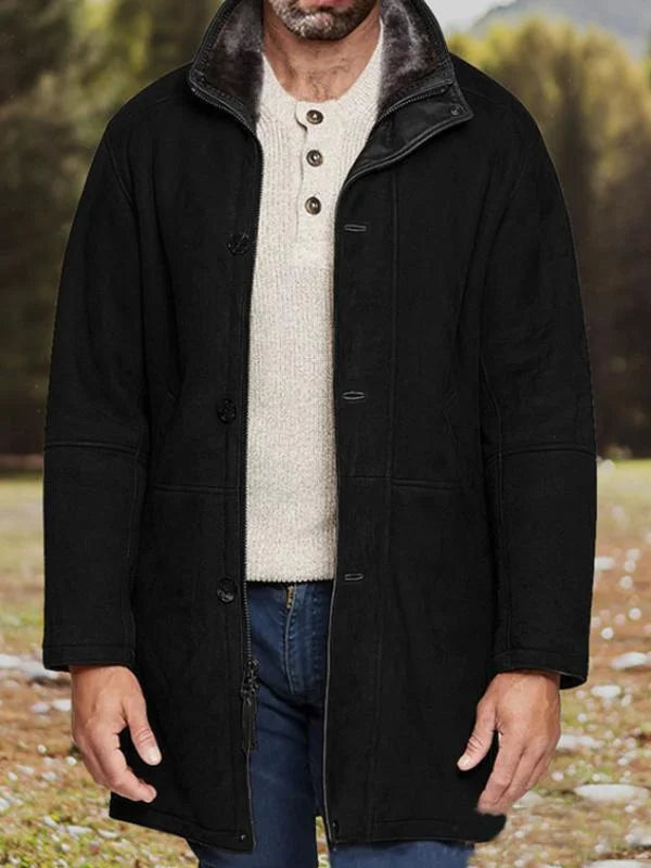 Dame 3/4 lang jakke i merinould, elegant design; brune nuancer, blødt for og vandtæt materiale.