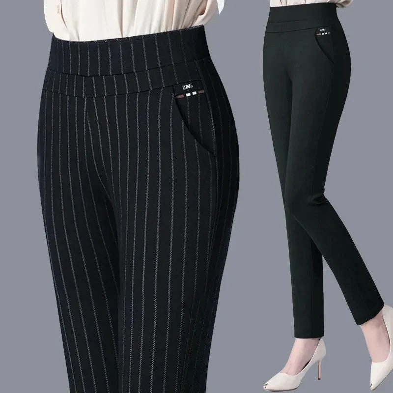 Dame vinter skinny bukser i sort, med varmt og blødt for, ideel til vinterbrug.