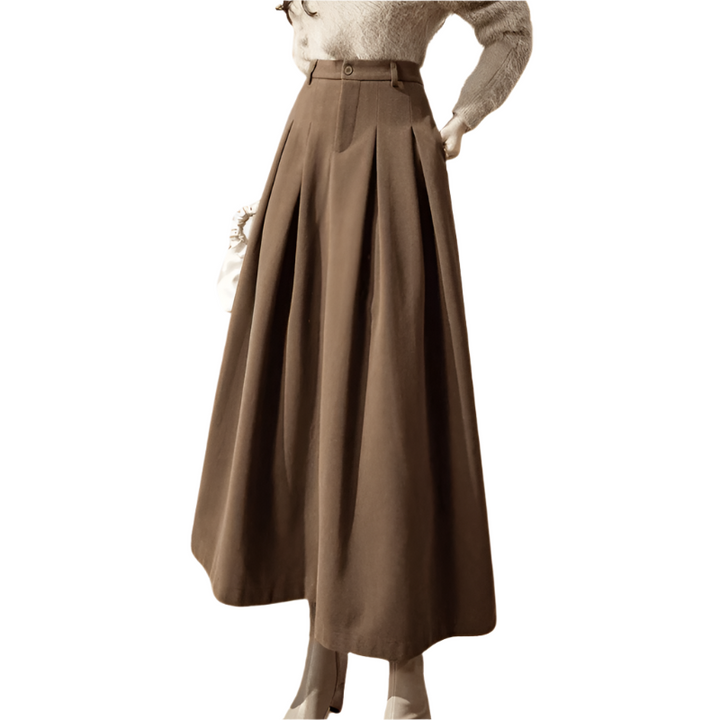 Dame metallic satin nederdel, klassisk snit, elegant glans, perfekt til fester og hverdagsbrug.