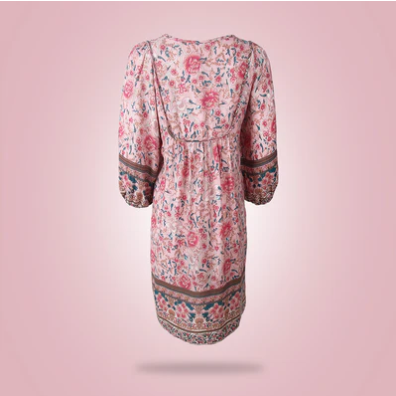 Dame Mini Kjole med V-hals, blå, smigrende pasform og alsidigt design til fest eller hverdag.