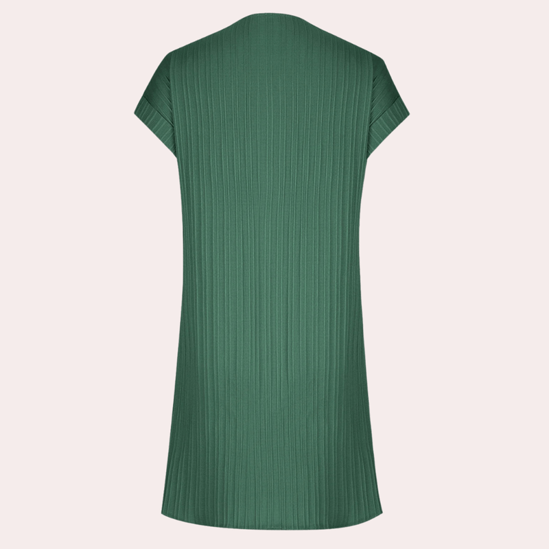 Dame mini kjole med V-udskæring, minimalistisk design, flotte farver, afslappet og festlig stil.