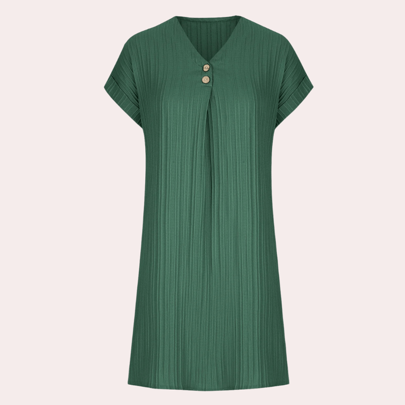 Dame mini kjole med V-udskæring, minimalistisk design, flotte farver, afslappet og festlig stil.