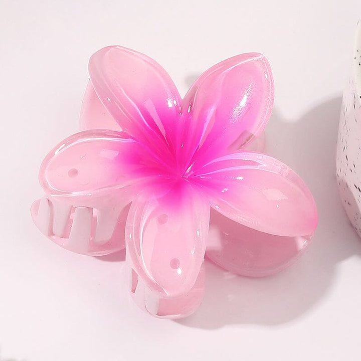 Damefler multifarvet blomstermønstret hårklemme, 3D-blomstertema, forstærket materiale, lilla, lyserød, blå, gul, p