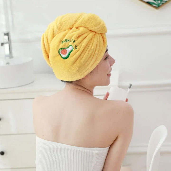 Dame hurtigttørrende håndklæde turban, mørkeblå mikrofiber, reducerer kruset og varmeskader på håret.