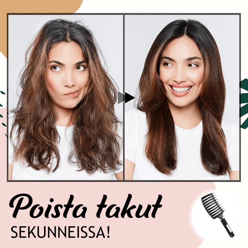 Dame nylonhårsbørste i lilla, ergonomisk design, glat og skinnende hår, til alle hårtyper
