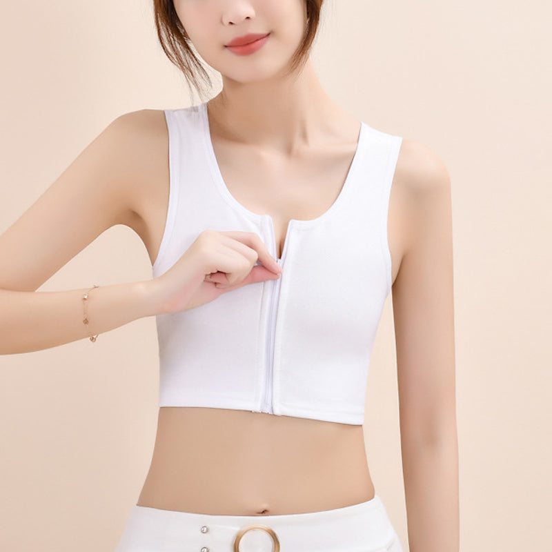 Dame let bustier top med lynlås, sort, rund halsudskæring, brede stropper, mesh stof, moderne stil.