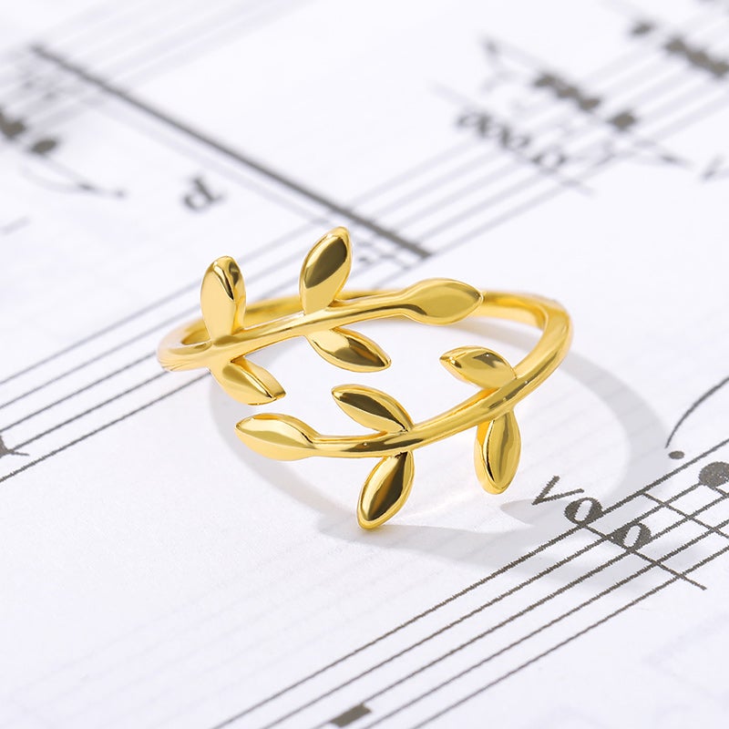 Dameolivengrensring, sølv, guld, rosaguld, elegant olivens blad design, symbolsk smykke, justerbar, gavepakke