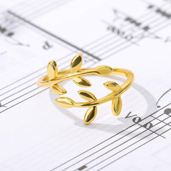 Dameolivengrensring, sølv, guld, rosaguld, elegant olivens blad design, symbolsk smykke, justerbar, gavepakke