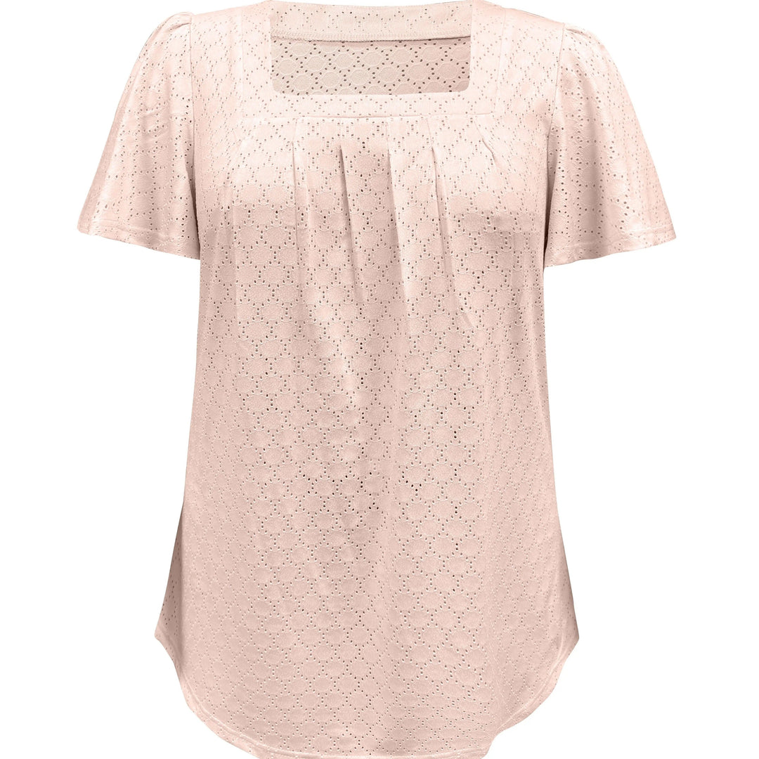Dame hul bluse med flæseærmer: elegant top, løse ærmer, let materiale, velegnet til kontor og aften.