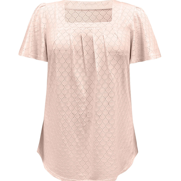 Dame hul bluse med flæseærmer: elegant top, løse ærmer, let materiale, velegnet til kontor og aften.