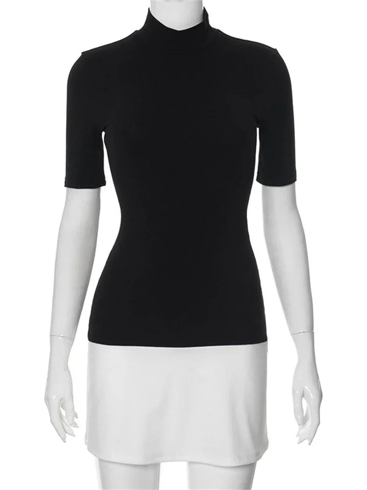 Dame patchwork bodycon kjole med korte ærmer, kontrastfarver, figursyet pasform, åndbart og elastisk stof