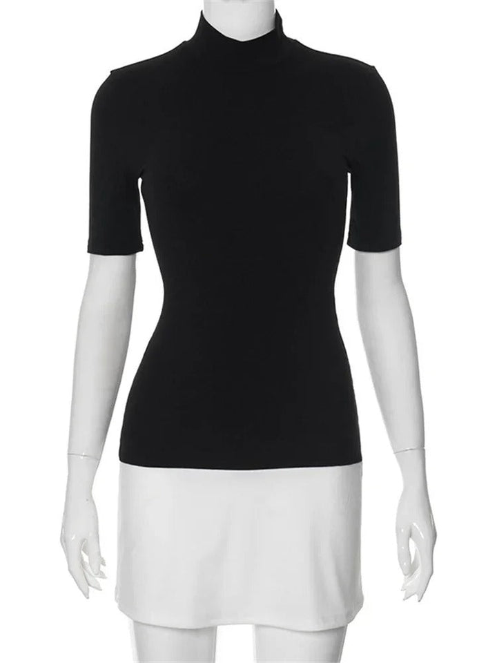 Dame patchwork bodycon kjole med korte ærmer, kontrastfarver, figursyet pasform, åndbart og elastisk stof