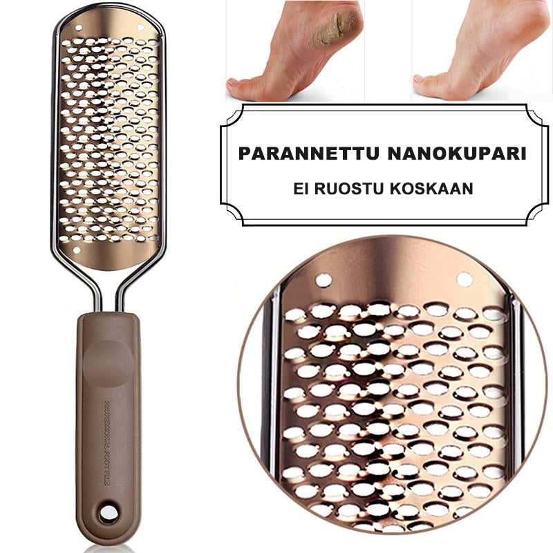 Dame pedi-fodrasp med metaloverflade, ergonomisk håndtag, fjerner hård hud, sølvfarvet, skønhedspleje