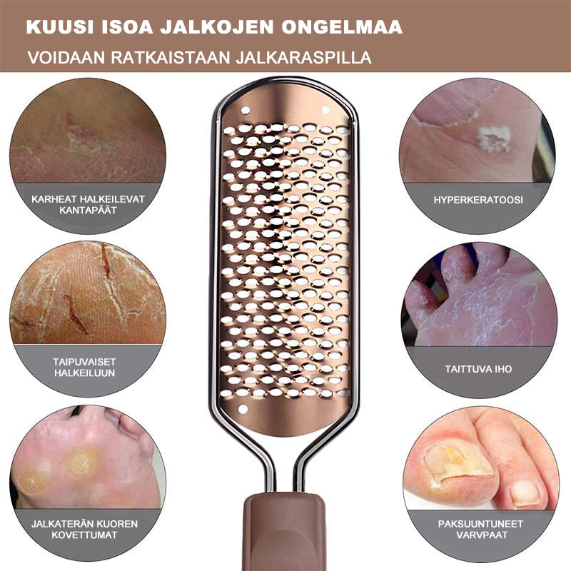 Dame pedi-fodrasp med metaloverflade, ergonomisk håndtag, fjerner hård hud, sølvfarvet, skønhedspleje