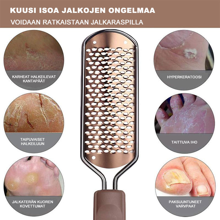 Dame pedi-fodrasp med metaloverflade, ergonomisk håndtag, fjerner hård hud, sølvfarvet, skønhedspleje