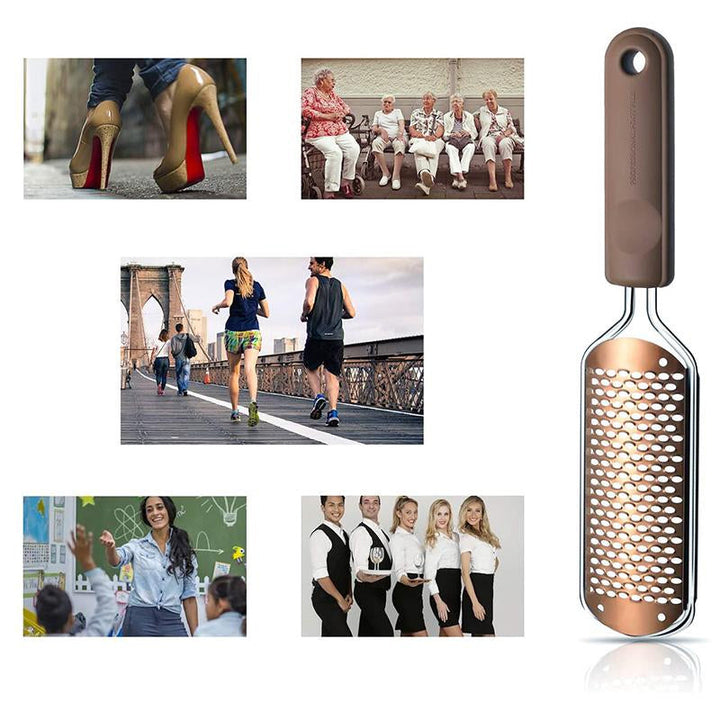 Dame pedi-fodrasp med metaloverflade, ergonomisk håndtag, fjerner hård hud, sølvfarvet, skønhedspleje