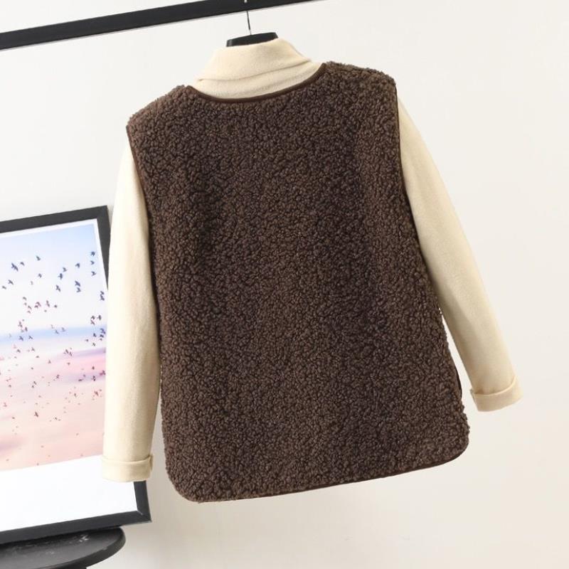 Naisten pehmeä fleece talvitakki lammastakkivärissä, monivärinen, tyylikäs, lämmin ja mukava, yhteensopiva eri asusteiden kan