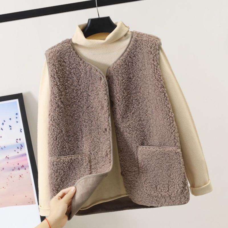Naisten pehmeä fleece talvitakki lammastakkivärissä, monivärinen, tyylikäs, lämmin ja mukava, yhteensopiva eri asusteiden kan