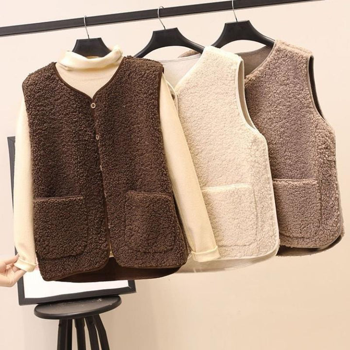 Naisten pehmeä fleece talvitakki lammastakkivärissä, monivärinen, tyylikäs, lämmin ja mukava, yhteensopiva eri asusteiden kan