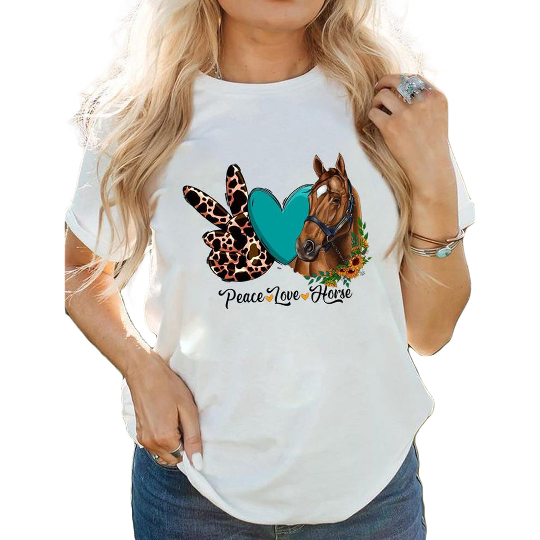 Dame kortærmet t-shirt med print, behageligt og stilfuldt tøj til hverdagen.