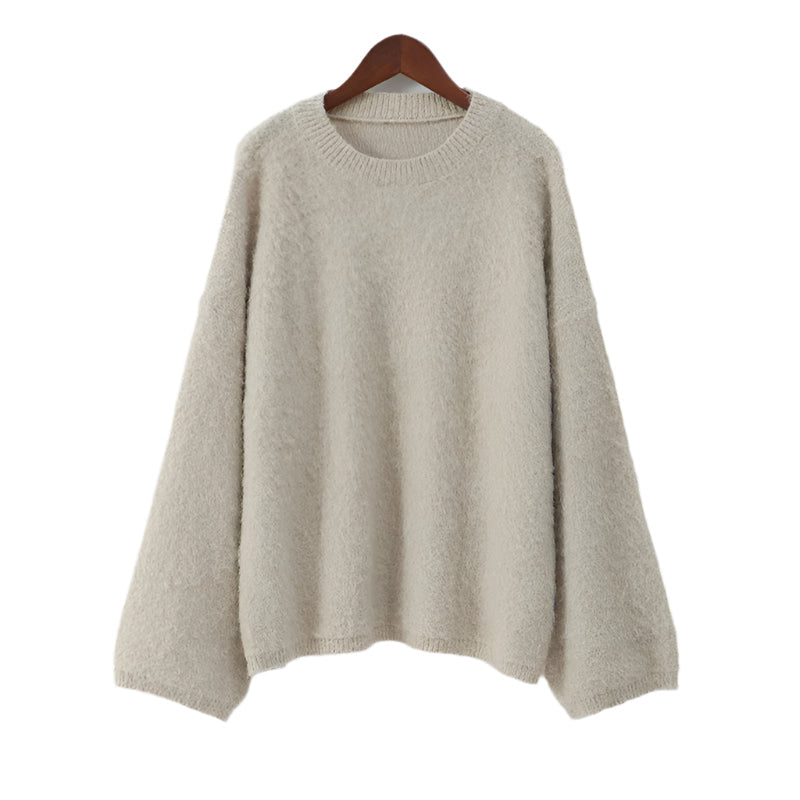 Dame striktrøje, neutral khaki; moderne design, let materiale; perfekt til hverdagsbrug.